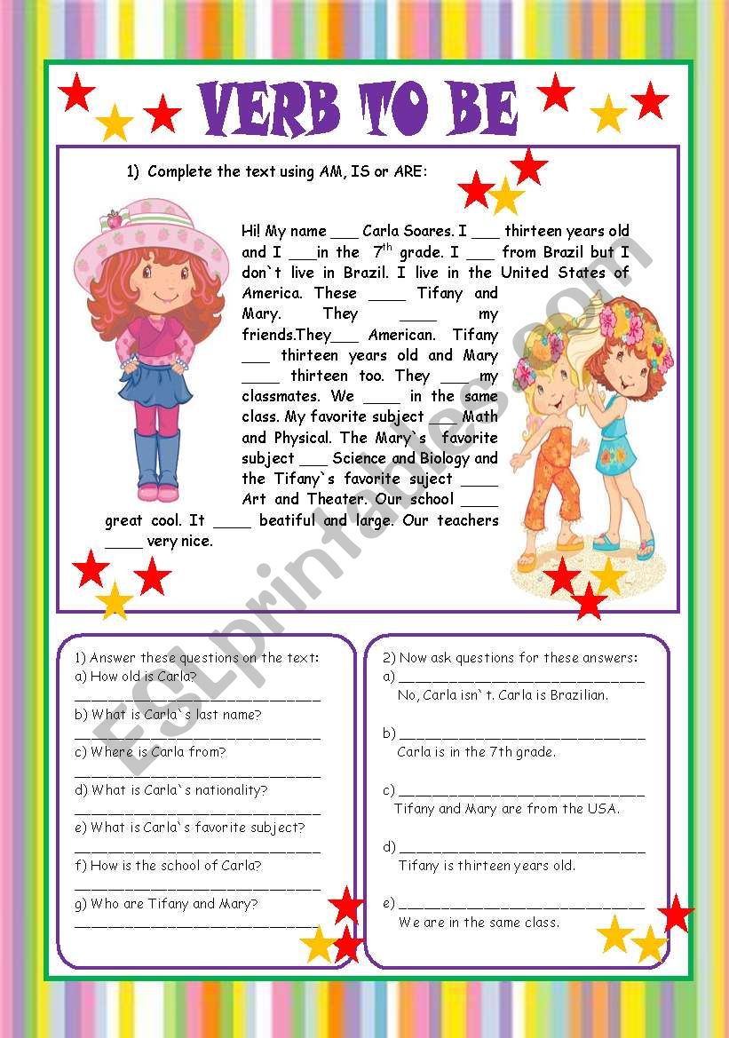 VERB TO BE worksheet