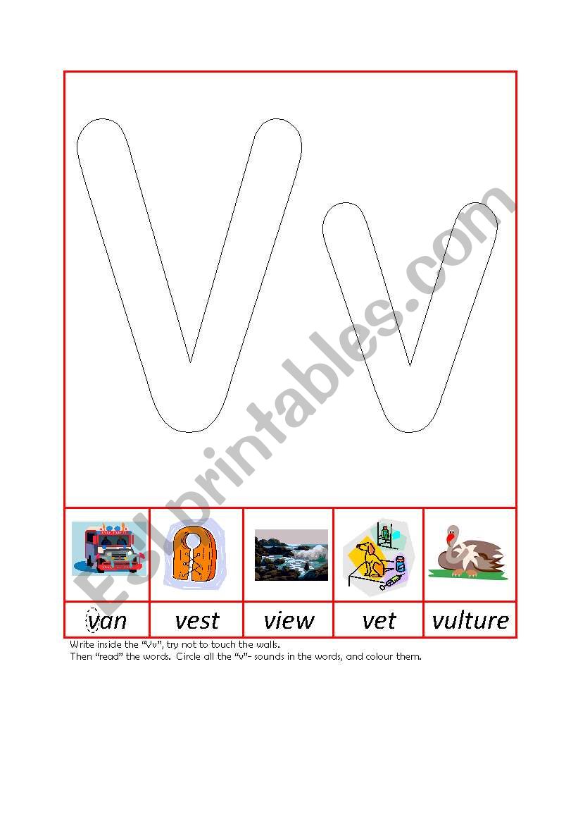 Phonic Recognition Vv worksheet