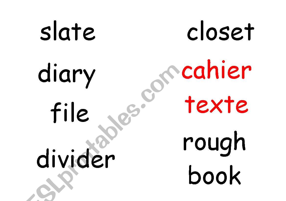 school flashcards-1 worksheet
