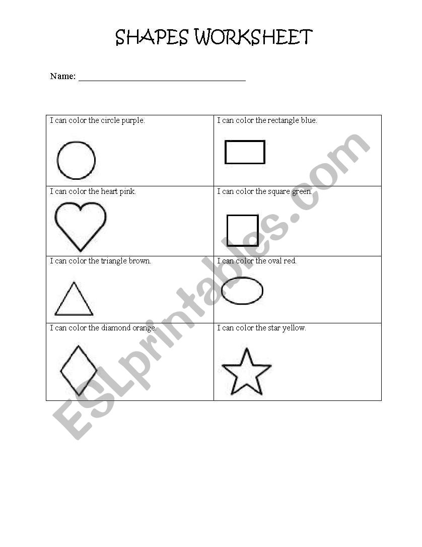 Shapes Worksheet worksheet