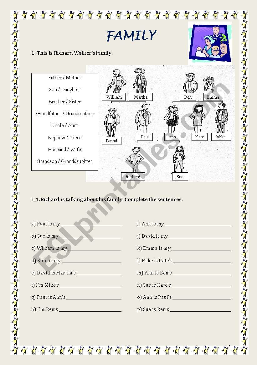 FAMILY worksheet