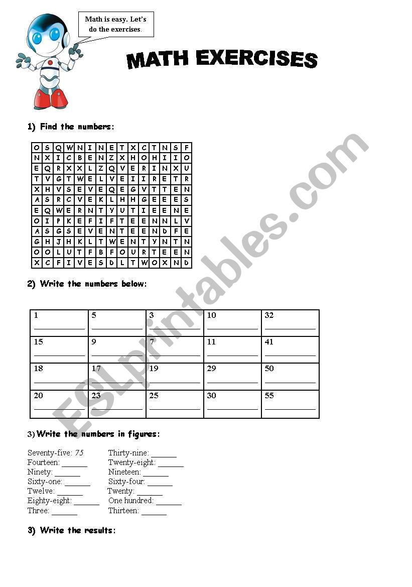 Math Exercises worksheet