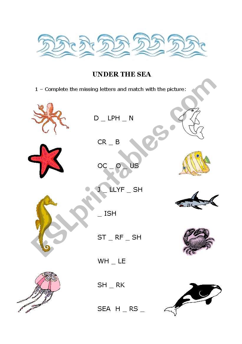 Under the sea worksheet