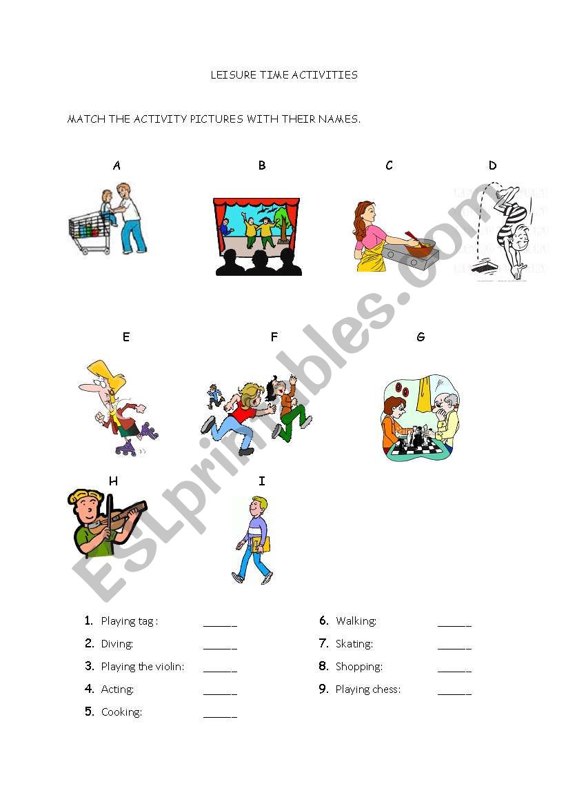 leisure time activities worksheet