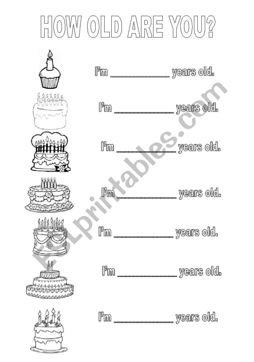 How old are you? worksheet