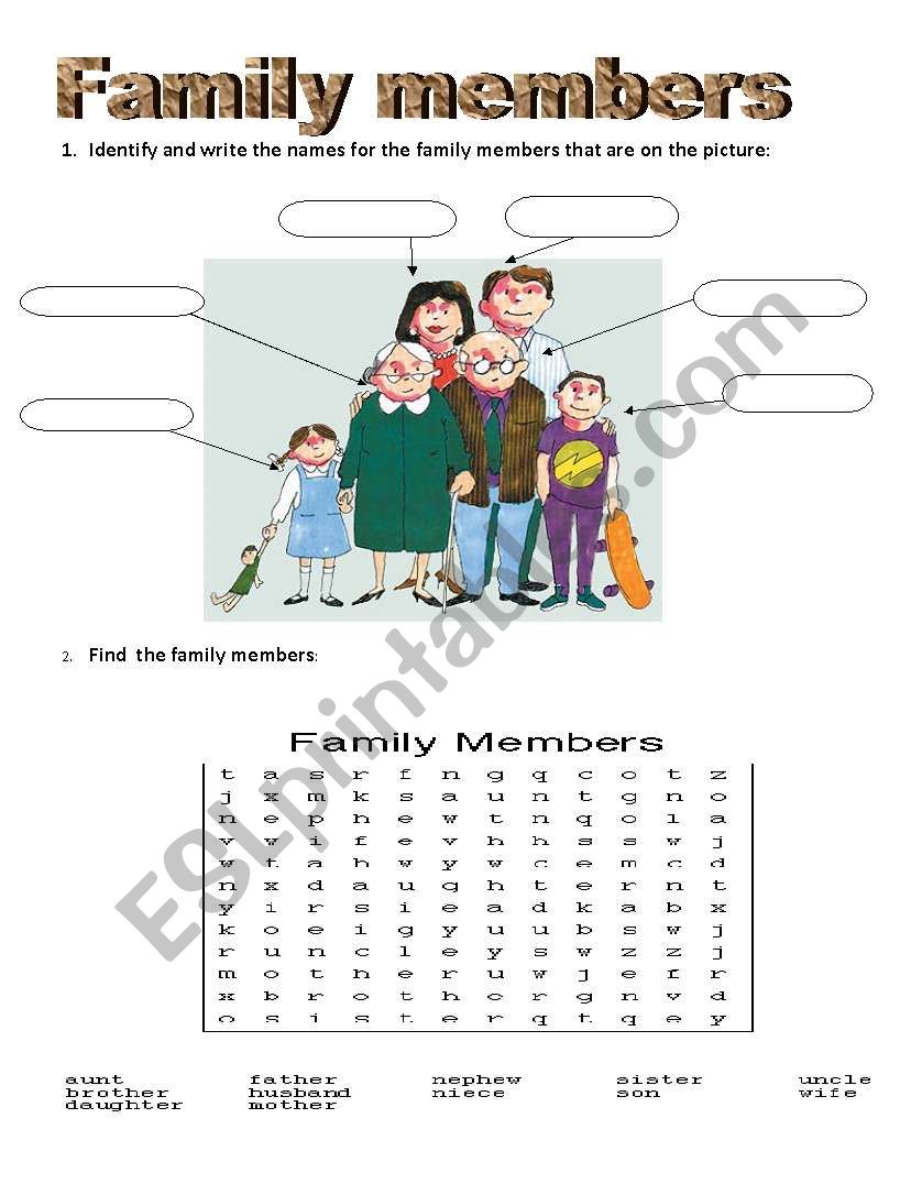 Family members worksheet