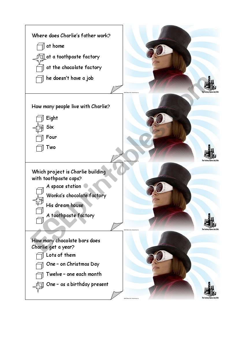 CHARLIE AND THE CHOCOLATE FACTORY board game CARDS1