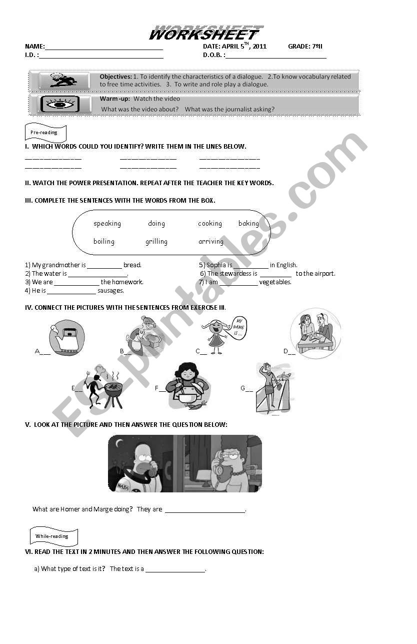 worksheet present continuous worksheet