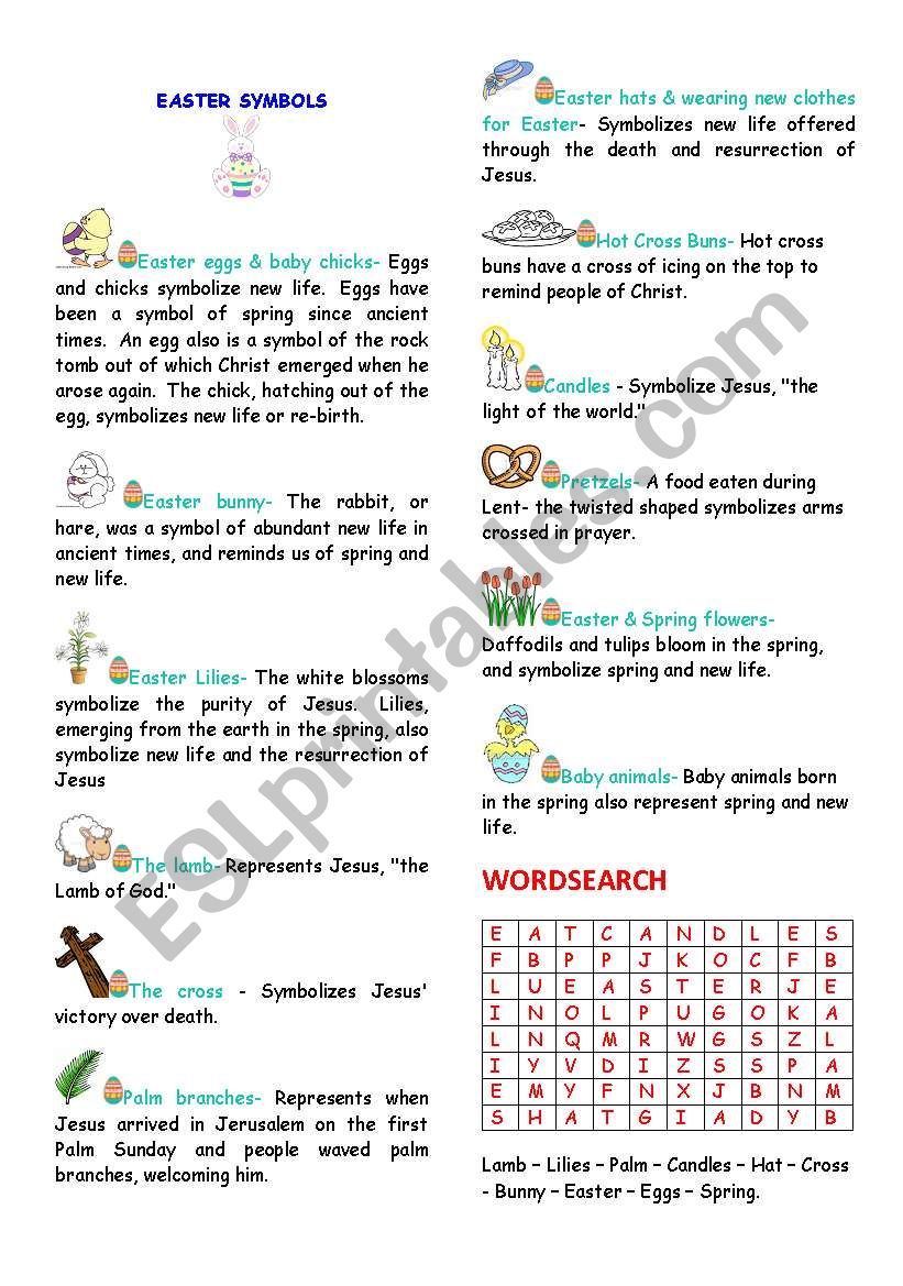 EASTER SYMBOLS worksheet