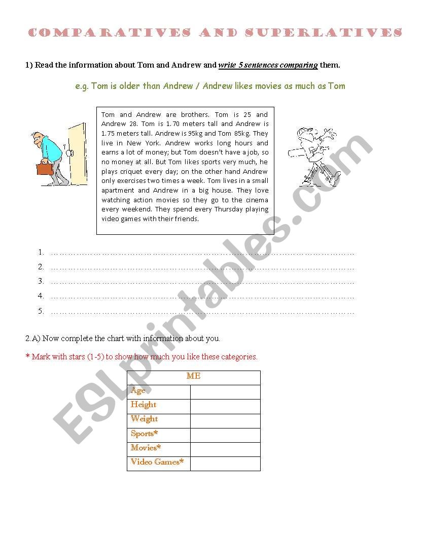 Comparatives and superlatives worksheet