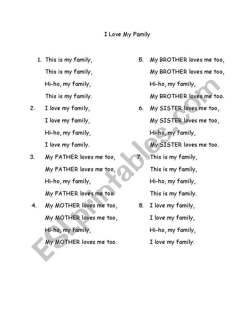 my family worksheet