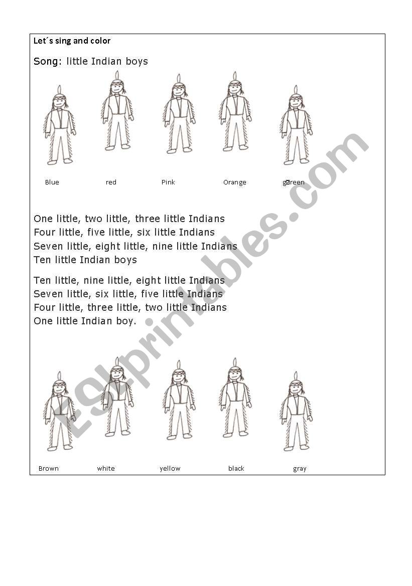 indians day worksheet