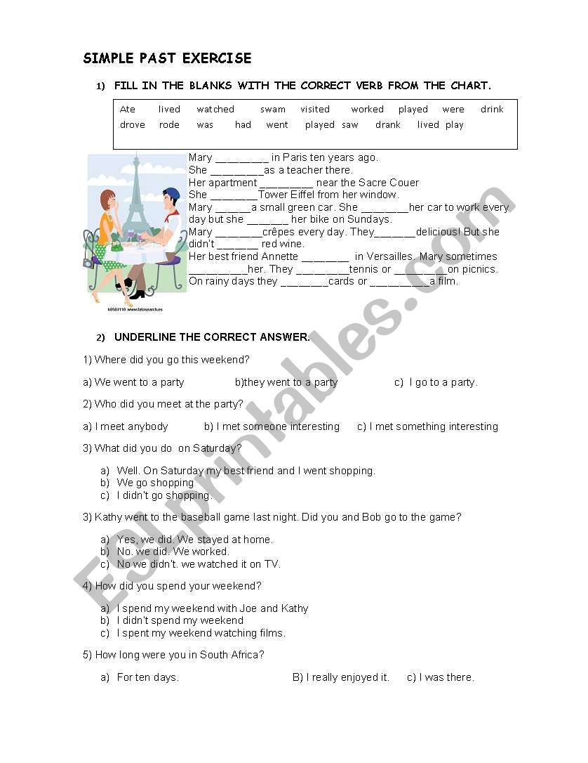 SIMPLE PAST EXERCIS  worksheet