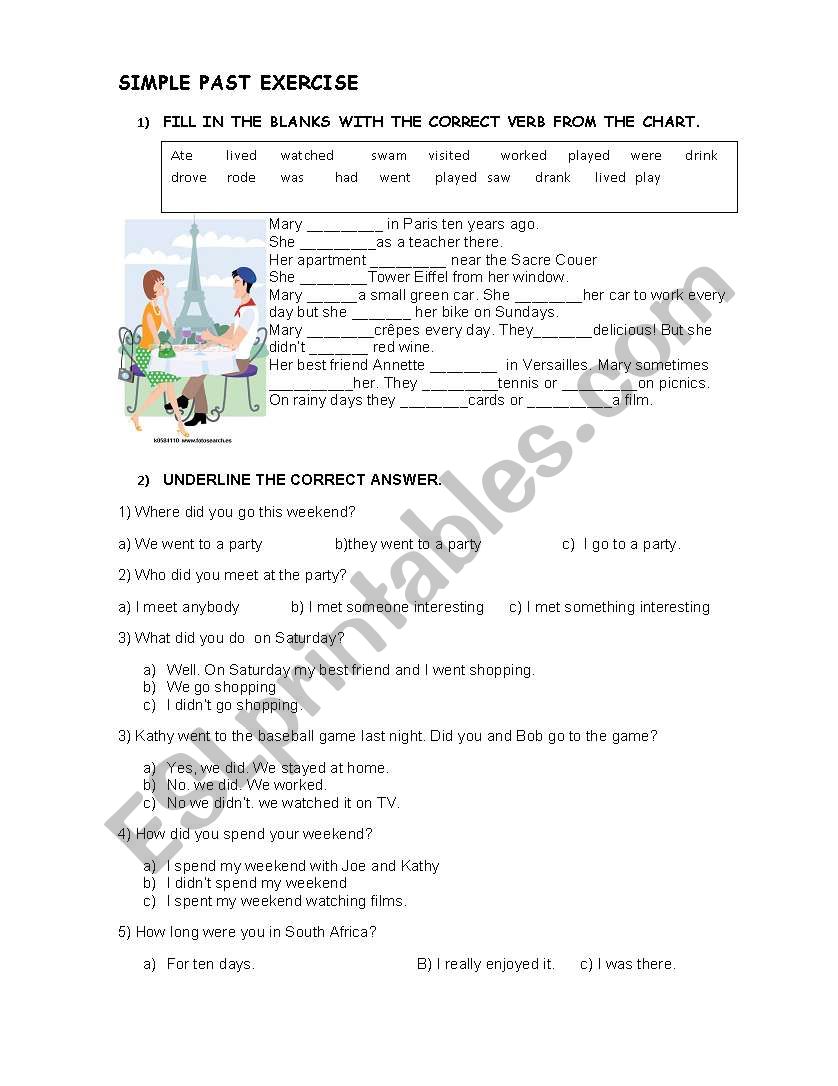 SIMPLE PAST EXERCIS  worksheet