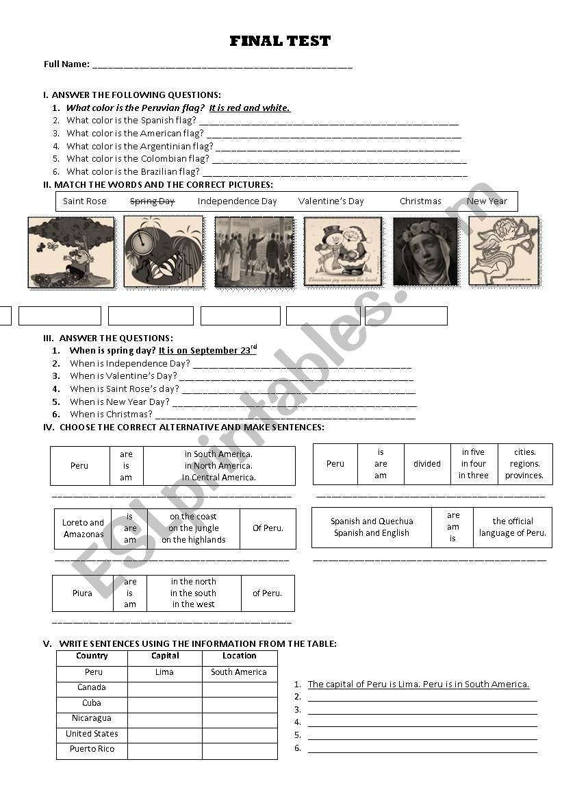 test III worksheet