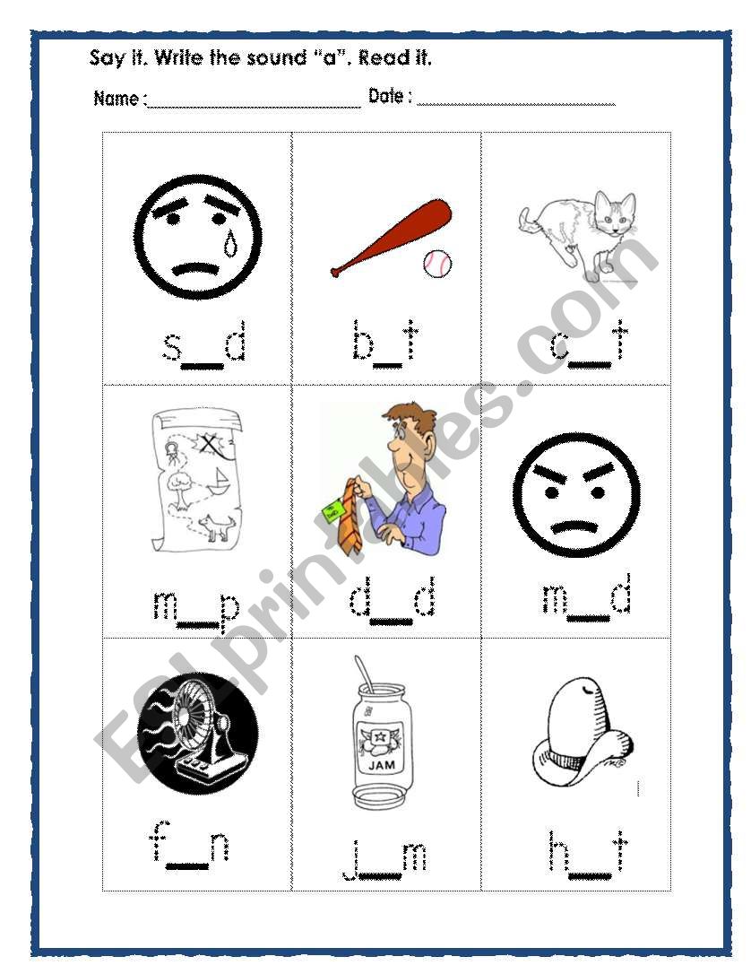 words with sound a worksheet
