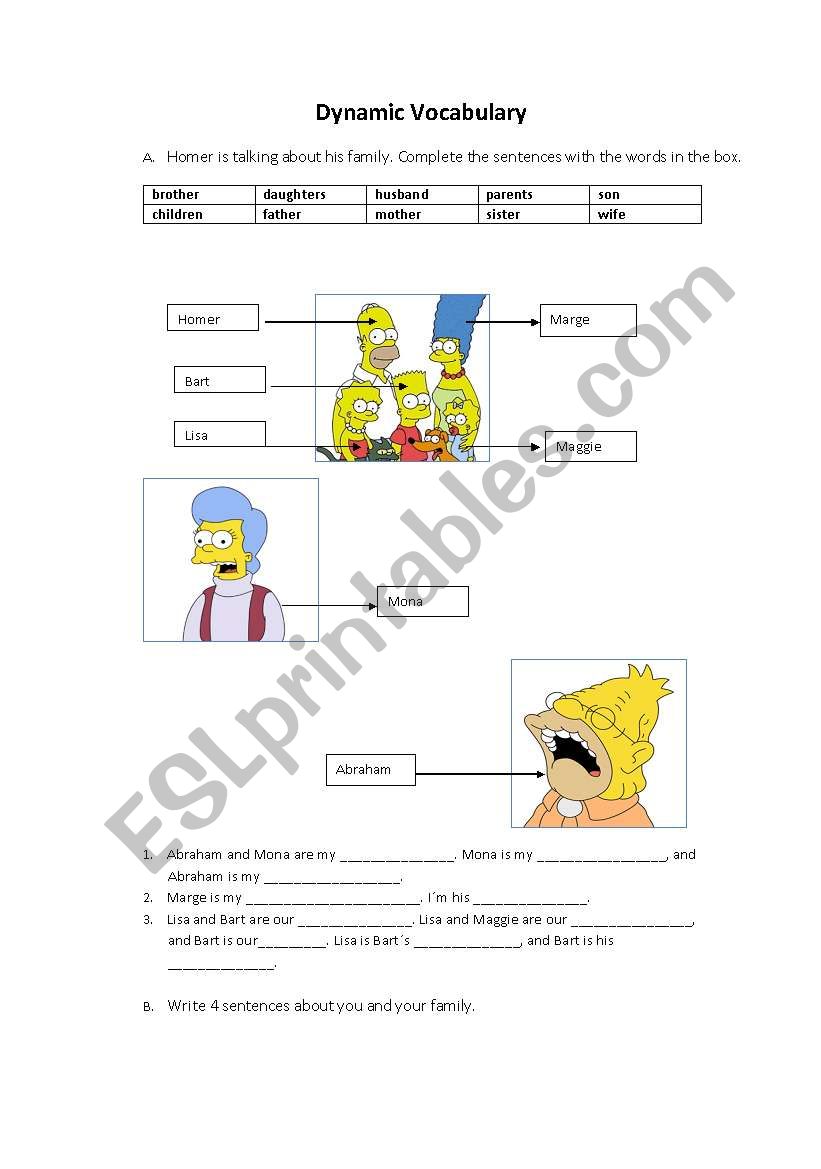 Dynamic Vocabulary worksheet