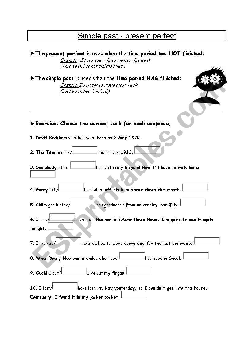 simple past present perfect worksheet