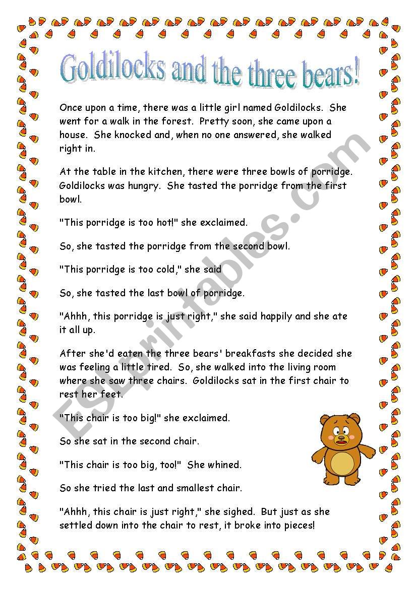 Goldilocks and the three bears! (part 1. Reading)