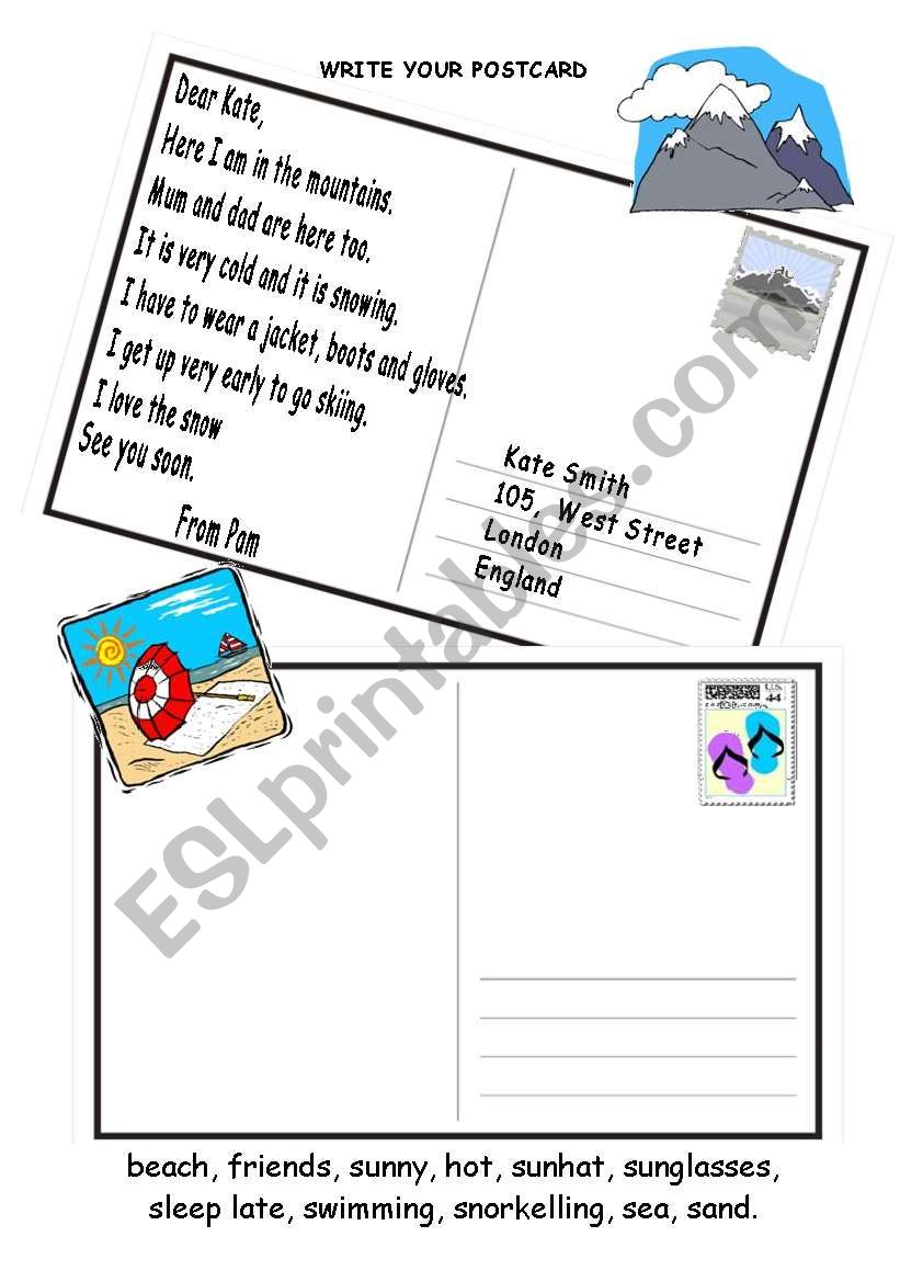 postcard worksheet