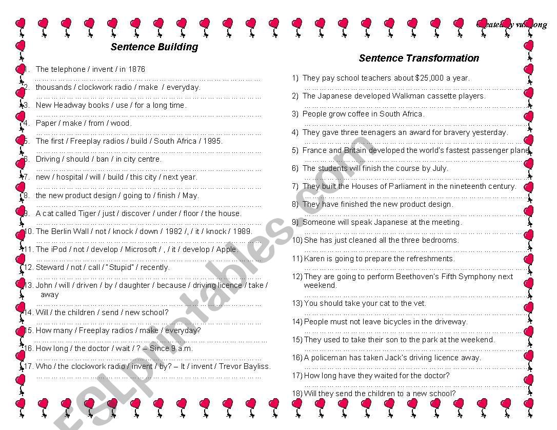 WS on passive voice worksheet