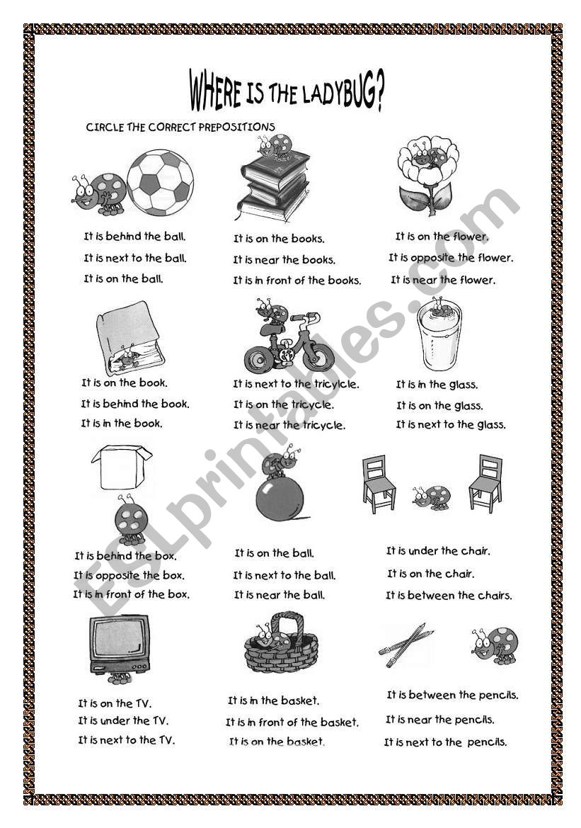 circle prepositions worksheet