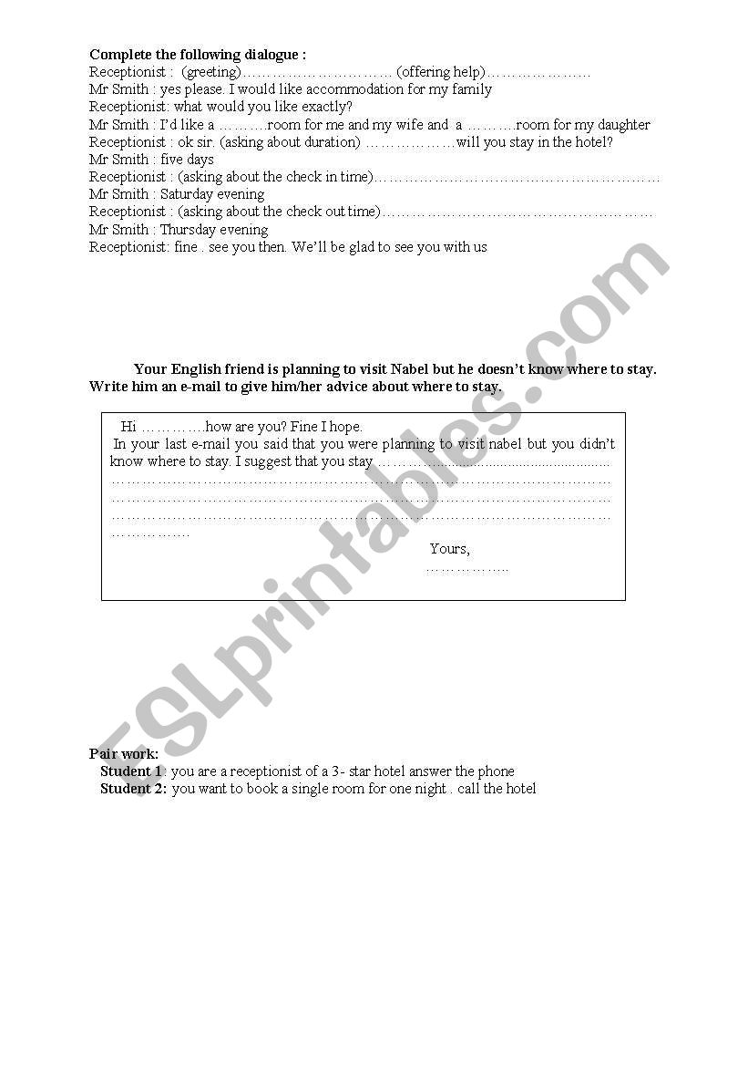    accommodation worksheet