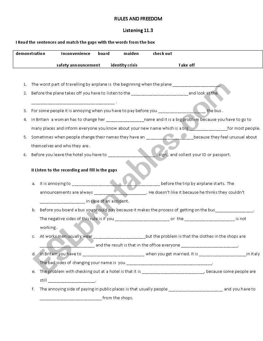 rulez and freedom module 11  worksheet