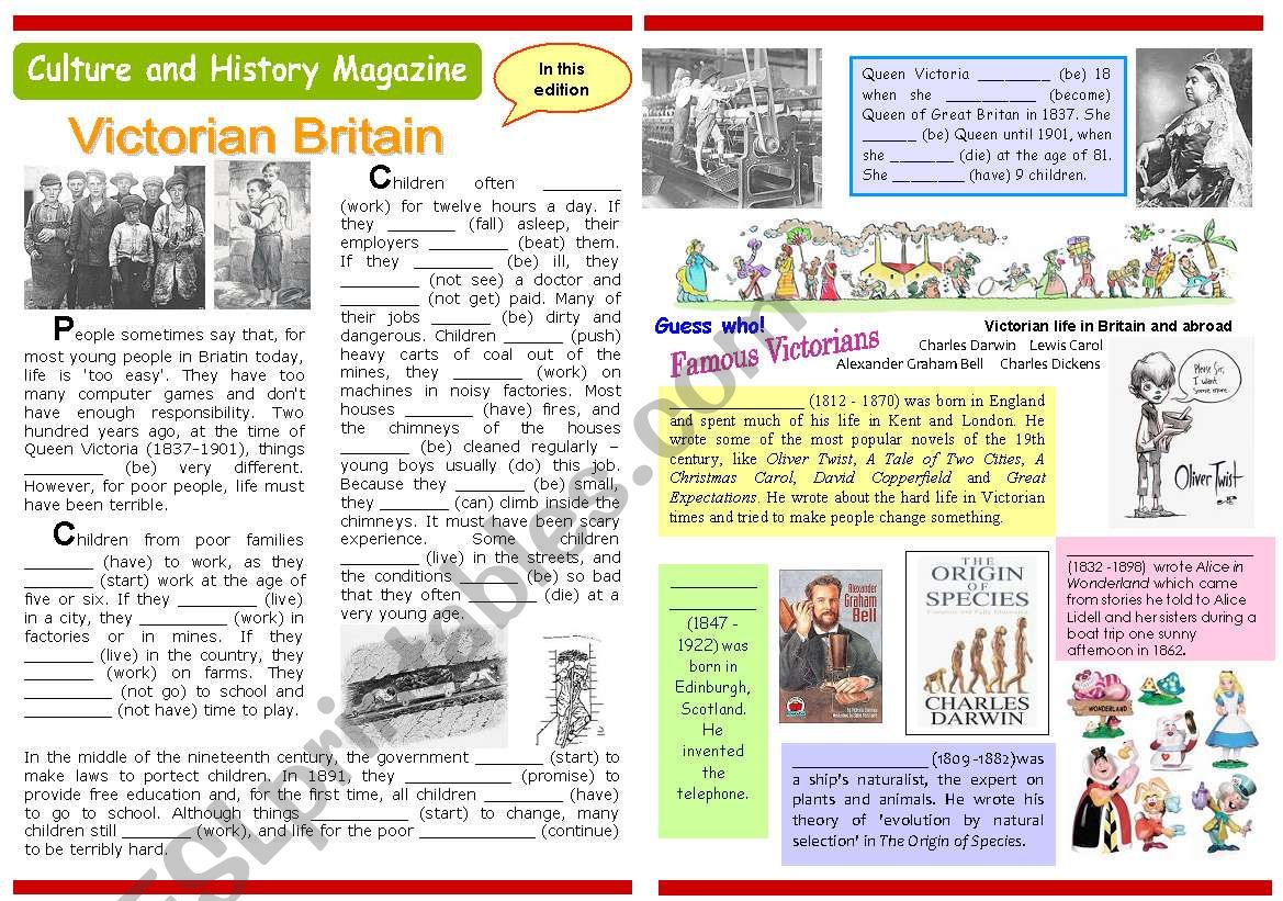 Culture and History Magazine (1) - Victorian Britain - Past Simple (B&W)