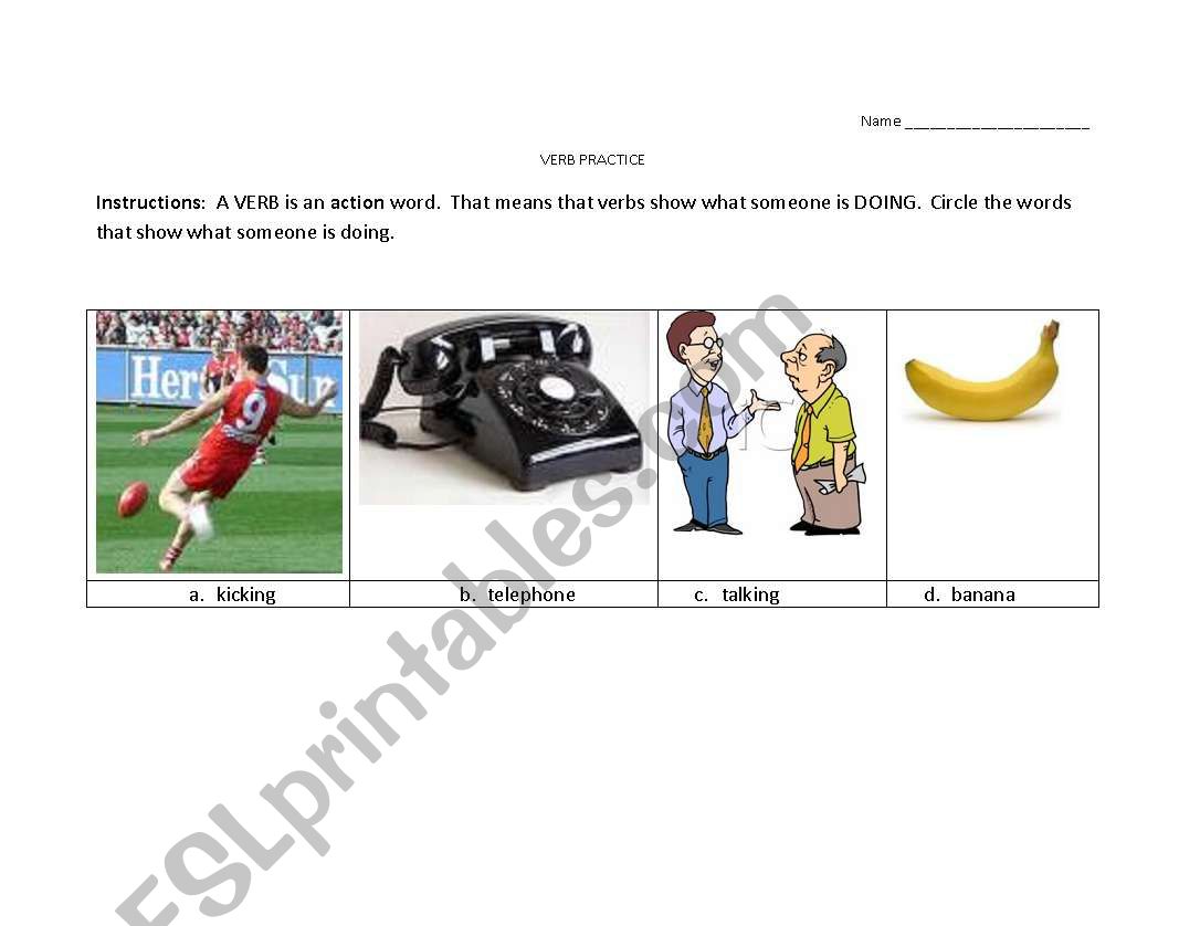 Identifying Verbs Bellringer Simple