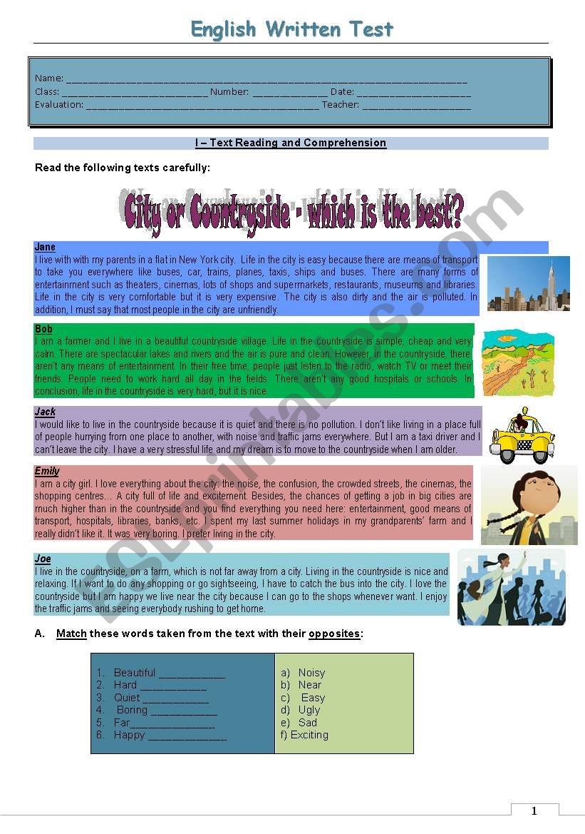 Test- city or countryside - which is the best? Version 2