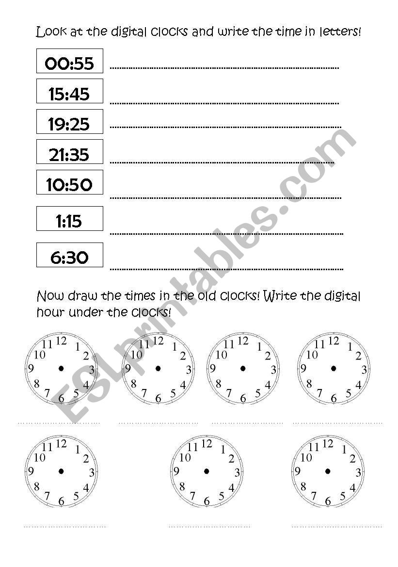 telling the time worksheet