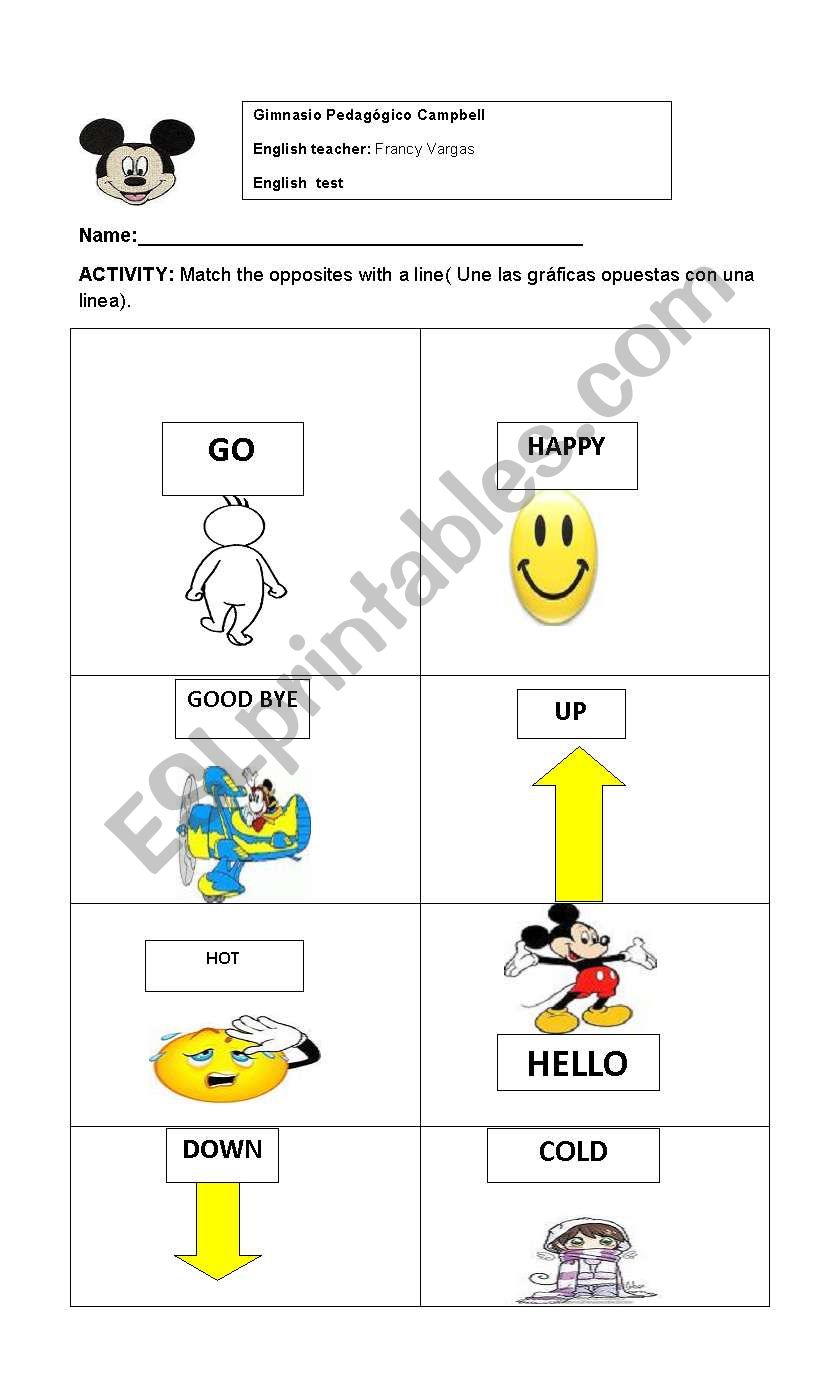 quiz opposites worksheet