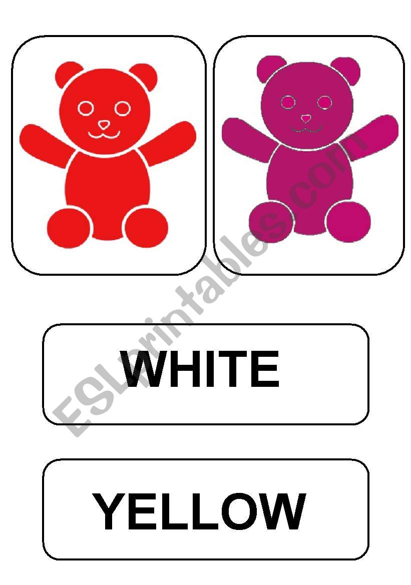 Teddy bears colours flash-cards