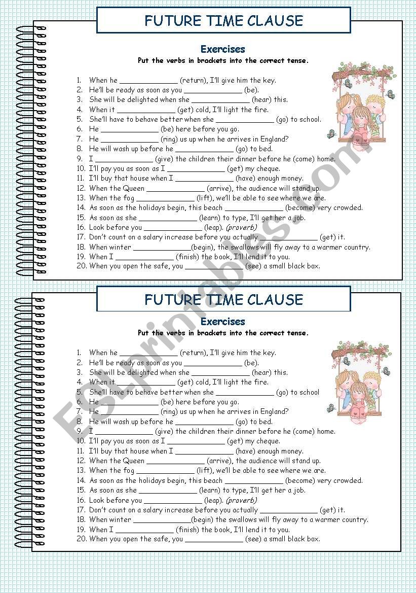 Future Time Clause 2. Exercises. With key.