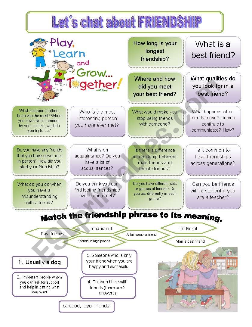 Lets chat about FRIENDSHIP worksheet