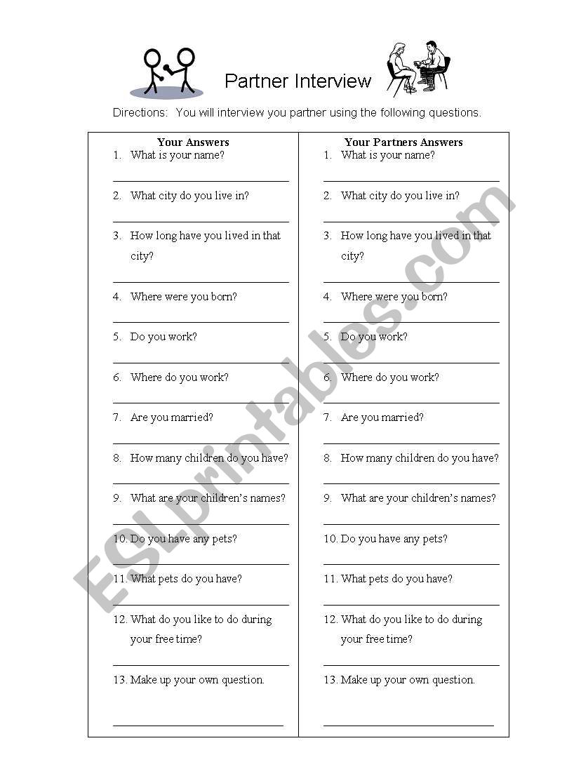 Partner Interview worksheet