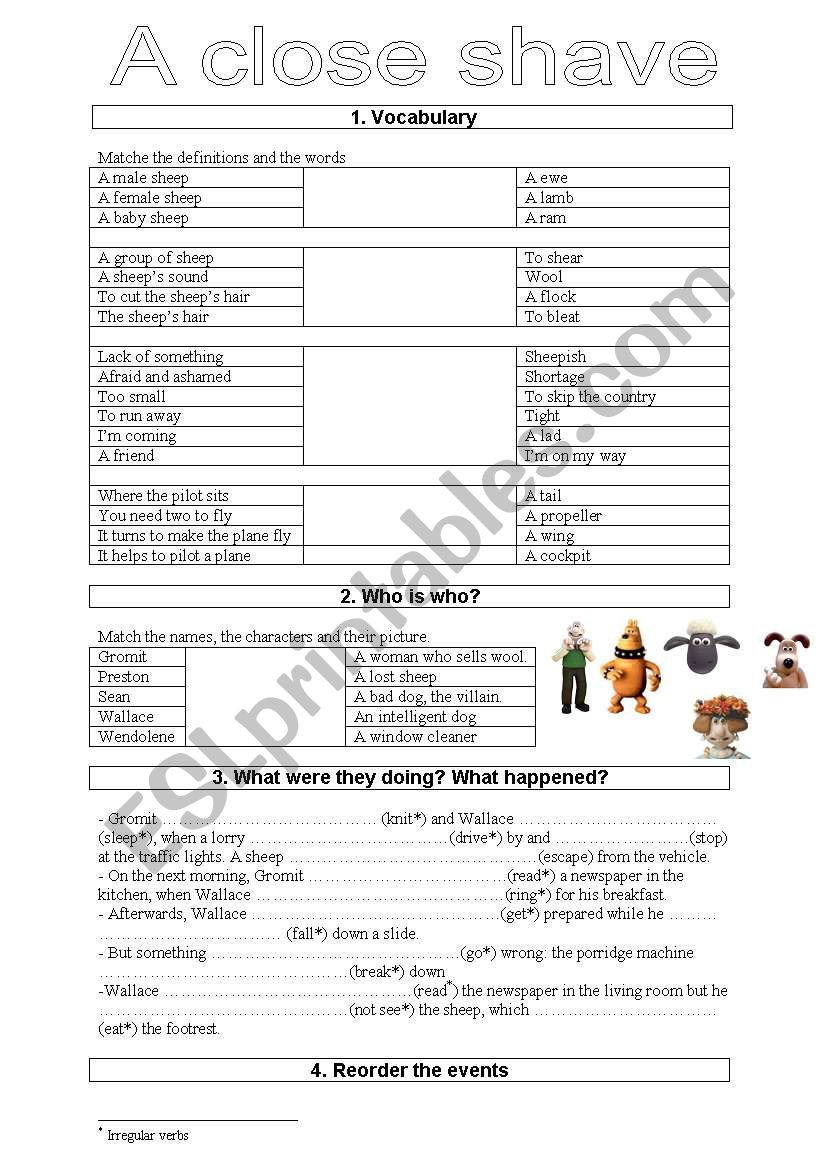 a close shave worksheet