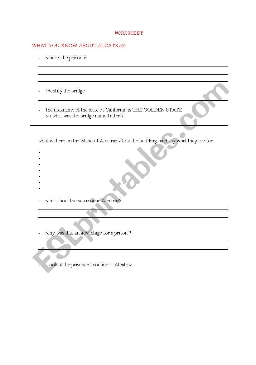 ALCATRAZ 2 worksheet