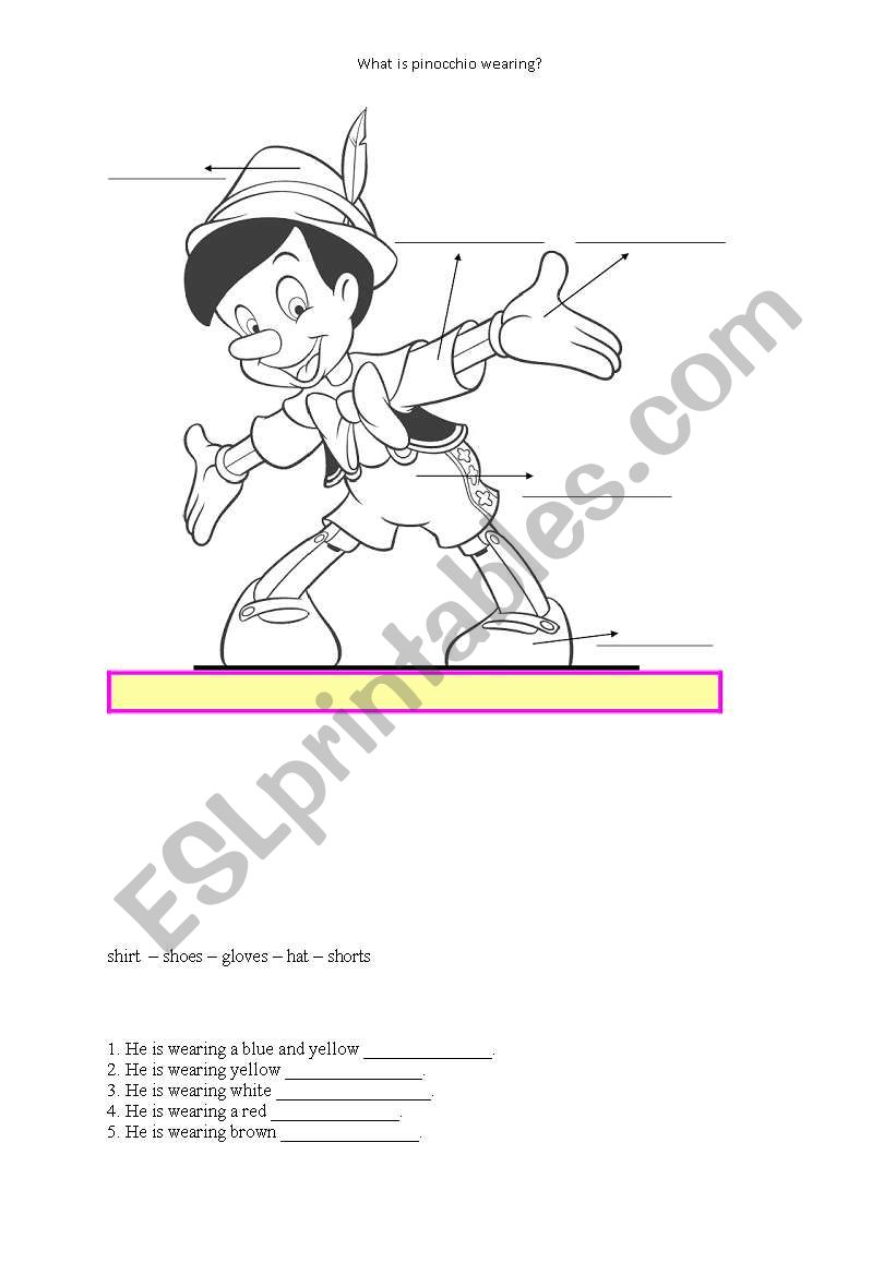 What is Pinocchio wearin? worksheet