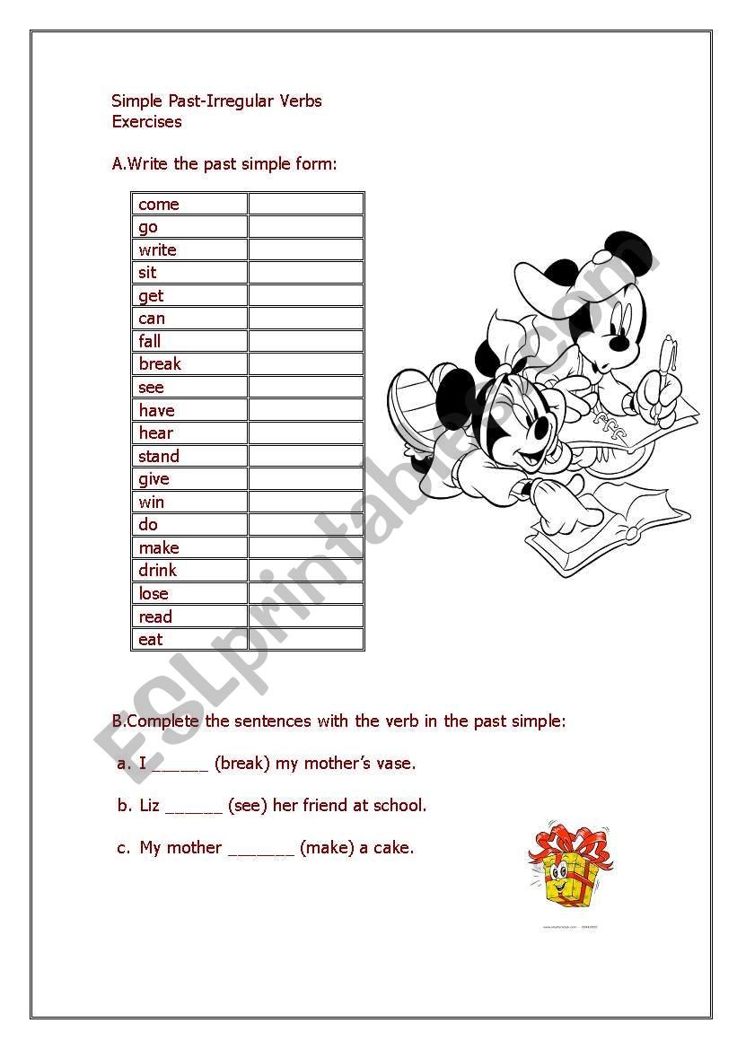 PAST SIMPLE-IRREGULAR VERBS WORKSHEET