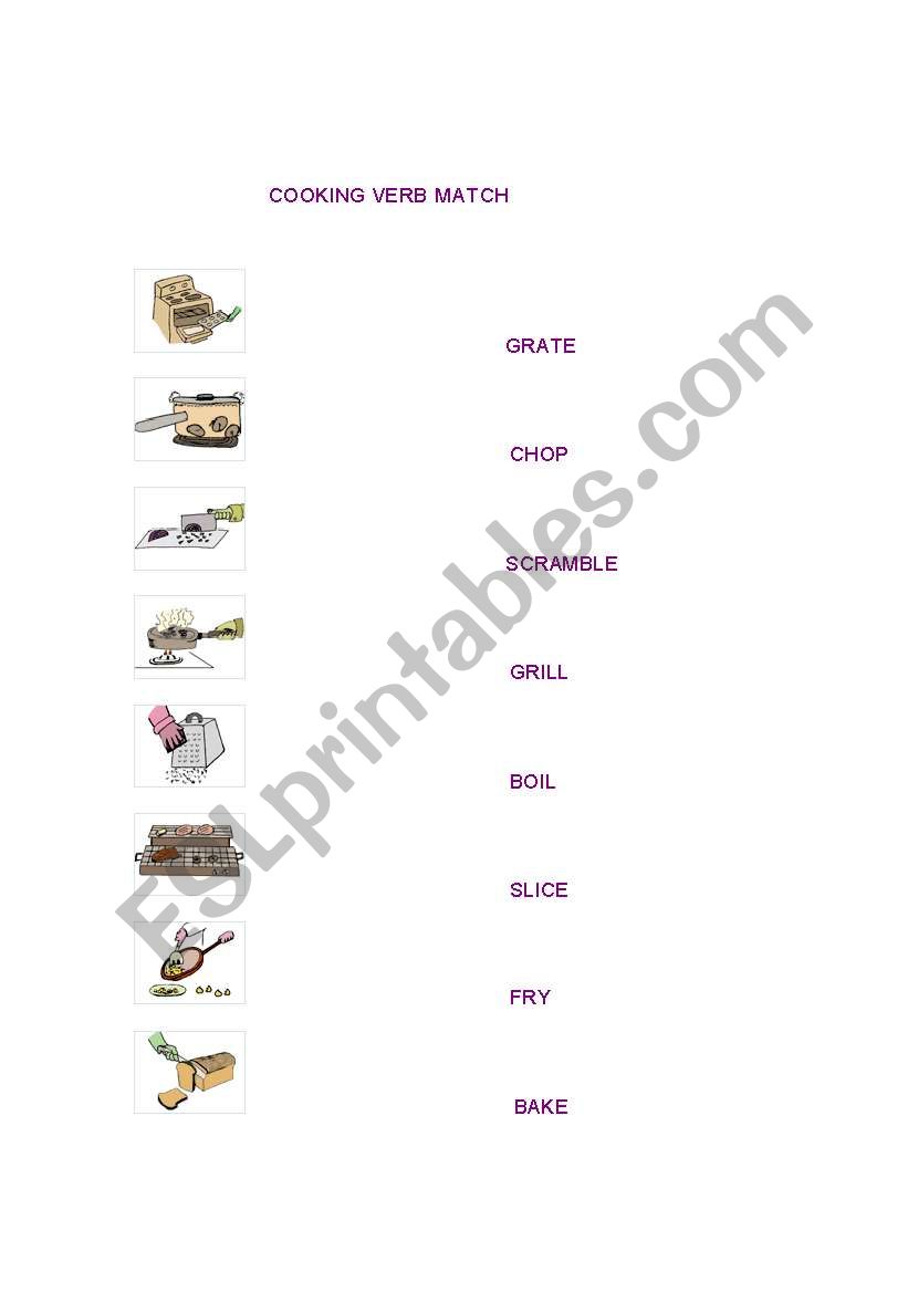 COOKING VERBS worksheet