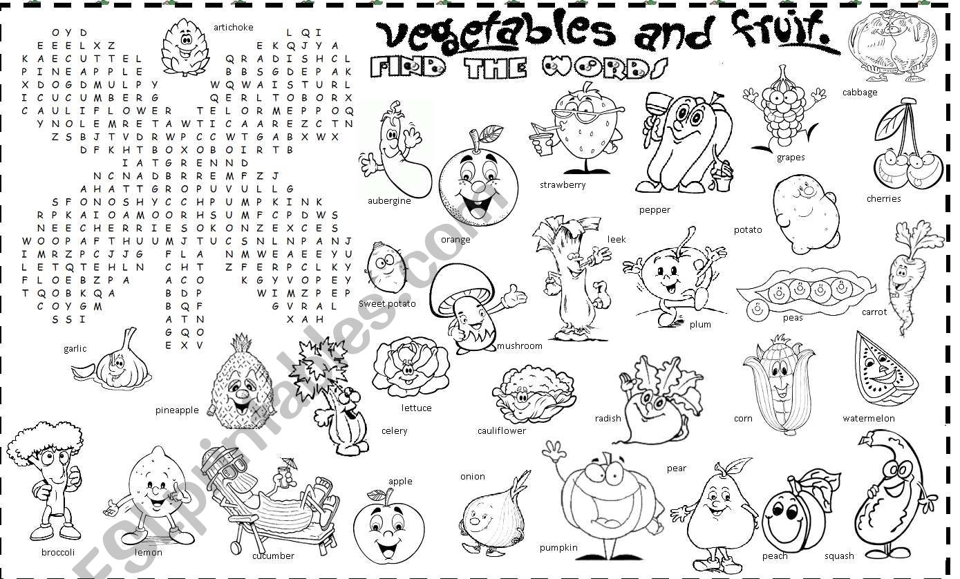vegetables and fruit worksheet