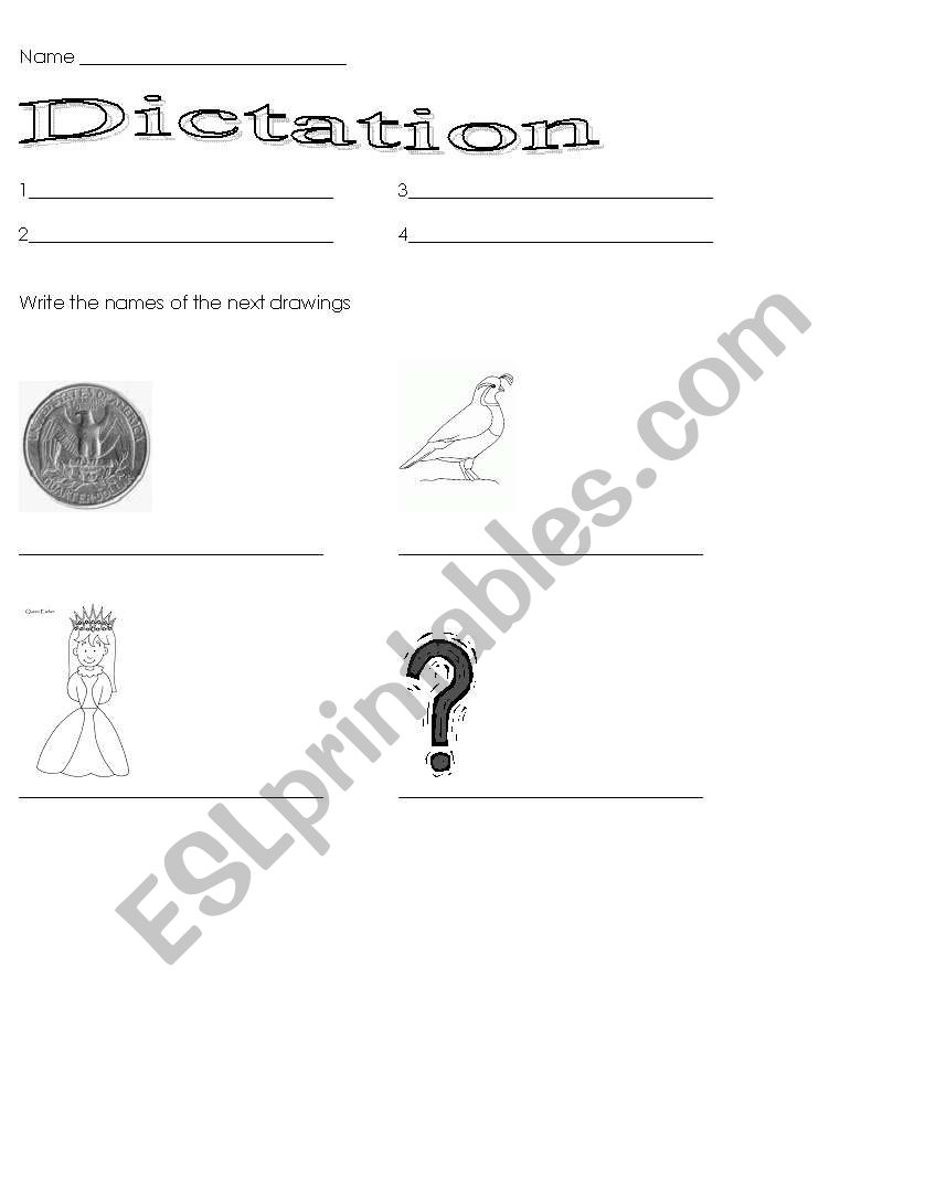 Dictation Q worksheet