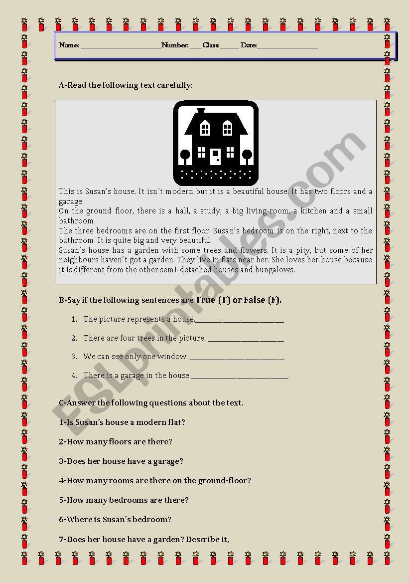 House test worksheet