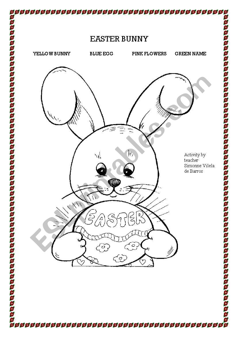 Easter bunny coloring worksheet