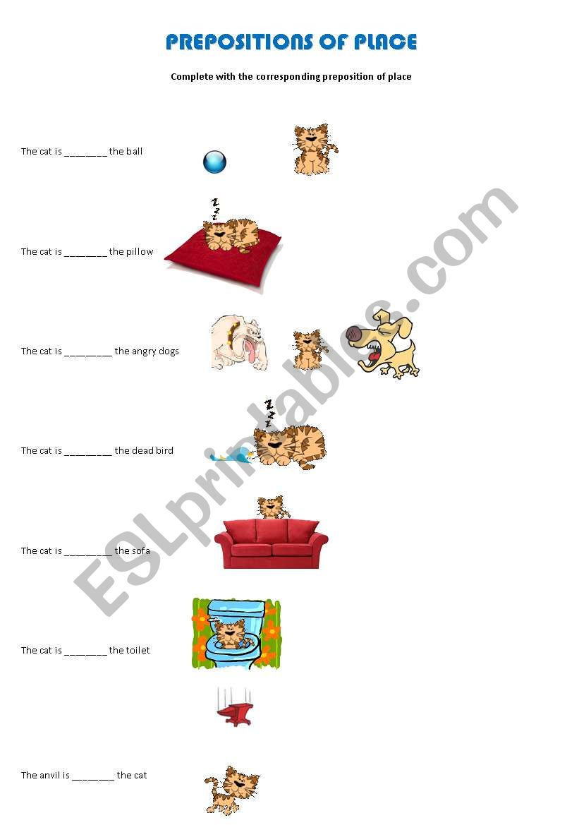 prepositions of place worksheet