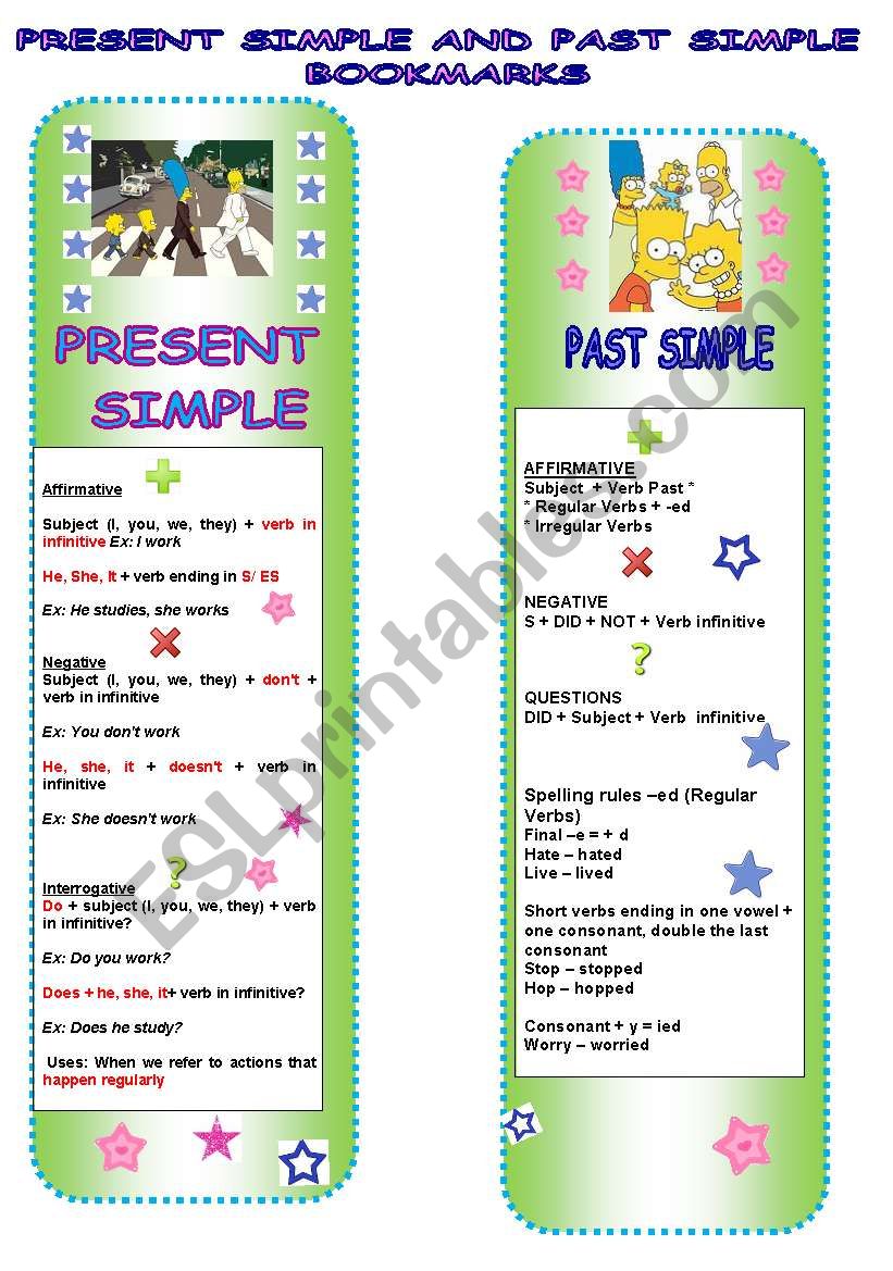 SIMPSONS BOOKMARKS  worksheet