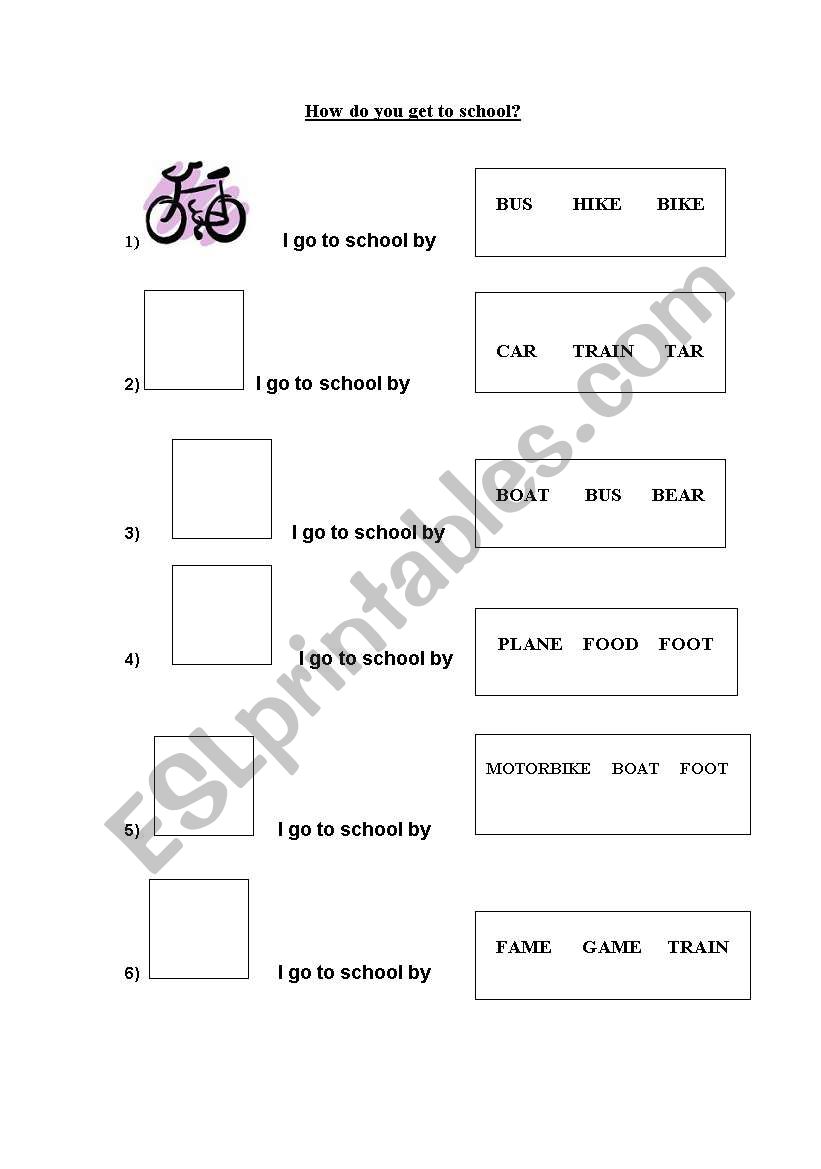 how do you get to school? worksheet