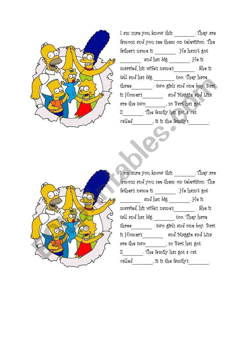 Simpsons Family Grammar Quiz worksheet